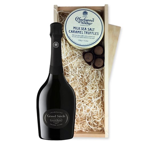 Laurent Perrier Grand Siecle Champagne 75cl And Milk Sea Salt Charbonnel Chocolates Box